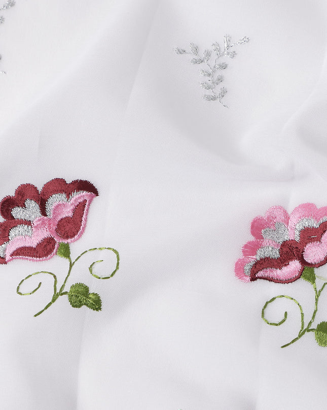 White Floral Swiss Cotton Voile Sudanese Thobe