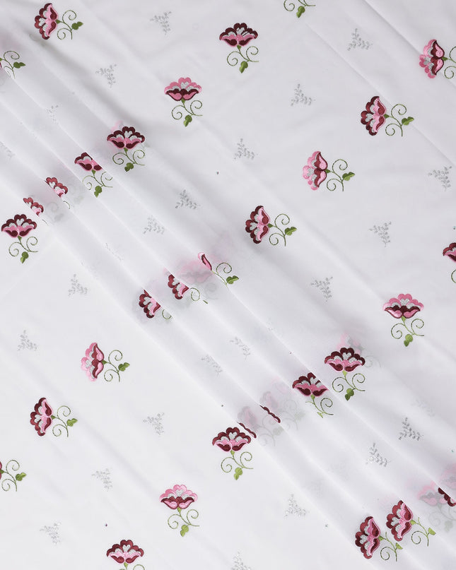 White Floral Swiss Cotton Voile Sudanese Thobe