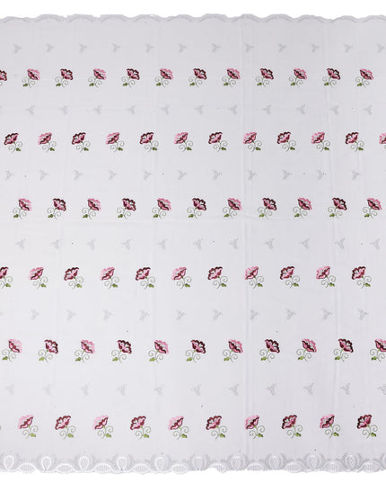 White Floral Swiss Cotton Voile Sudanese Thobe