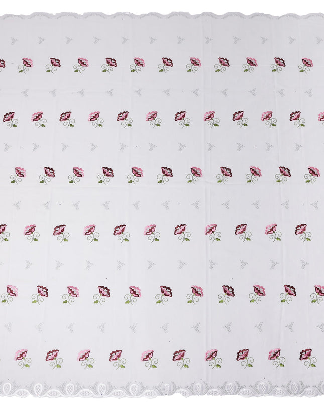 White Floral Swiss Cotton Voile Sudanese Thobe