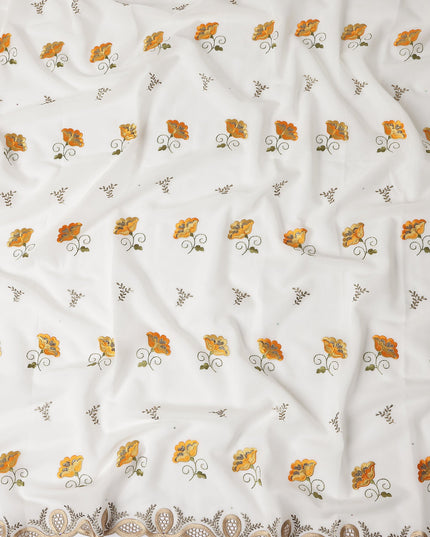 White Floral Swiss Cotton Voile Sudanese Thobe