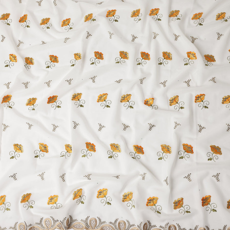 White Floral Swiss Cotton Voile Sudanese Thobe
