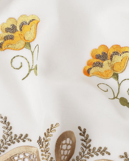 White Floral Swiss Cotton Voile Sudanese Thobe