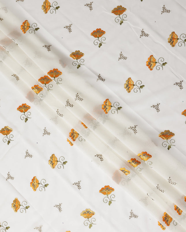 White Floral Swiss Cotton Voile Sudanese Thobe