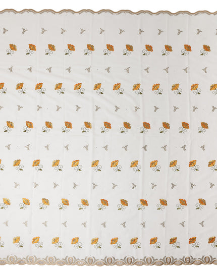 White Floral Swiss Cotton Voile Sudanese Thobe