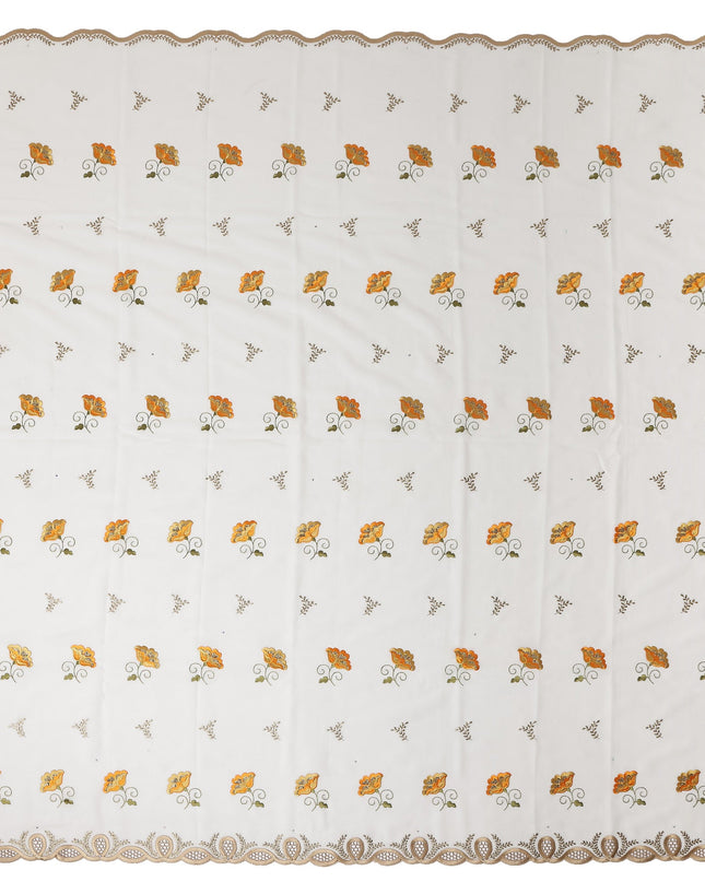 White Floral Swiss Cotton Voile Sudanese Thobe