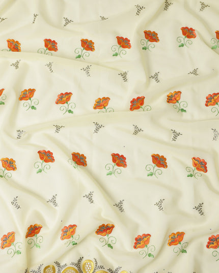 Cream Floral Swiss Cotton Voile Sudanese Thobe