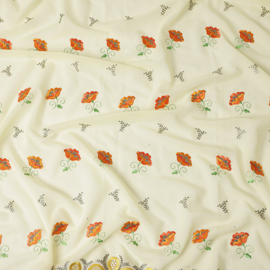Cream Floral Swiss Cotton Voile Sudanese Thobe