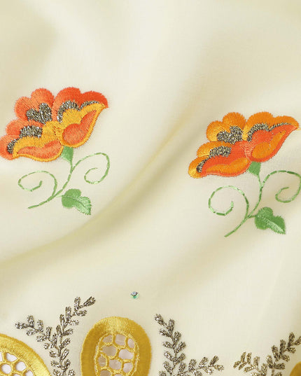 Cream Floral Swiss Cotton Voile Sudanese Thobe