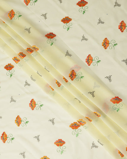 Cream Floral Swiss Cotton Voile Sudanese Thobe