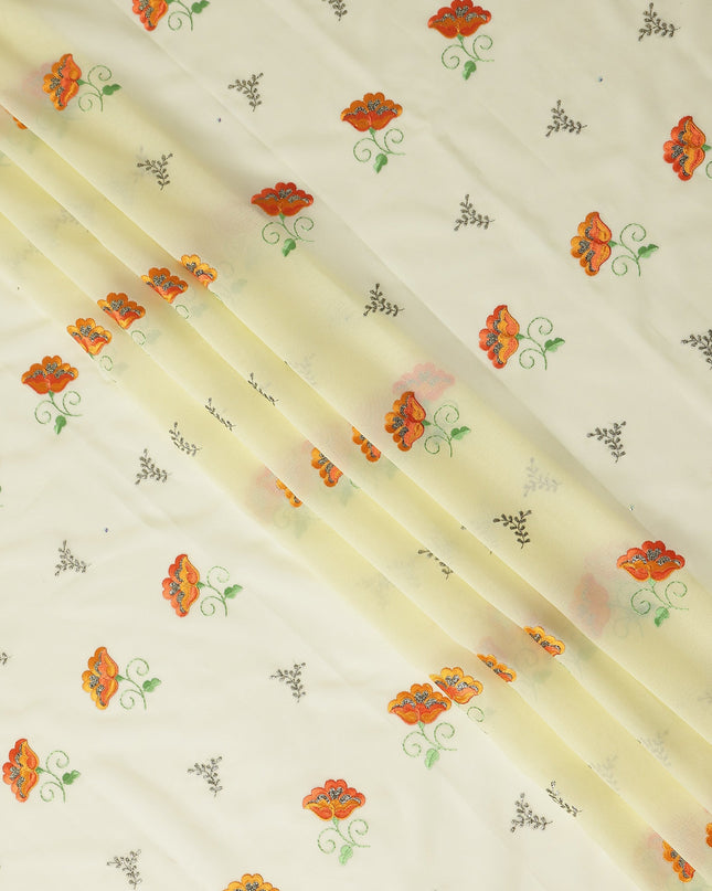 Cream Floral Swiss Cotton Voile Sudanese Thobe