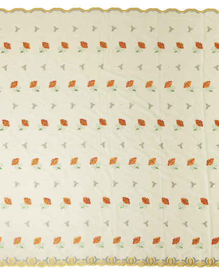 Cream Floral Swiss Cotton Voile Sudanese Thobe