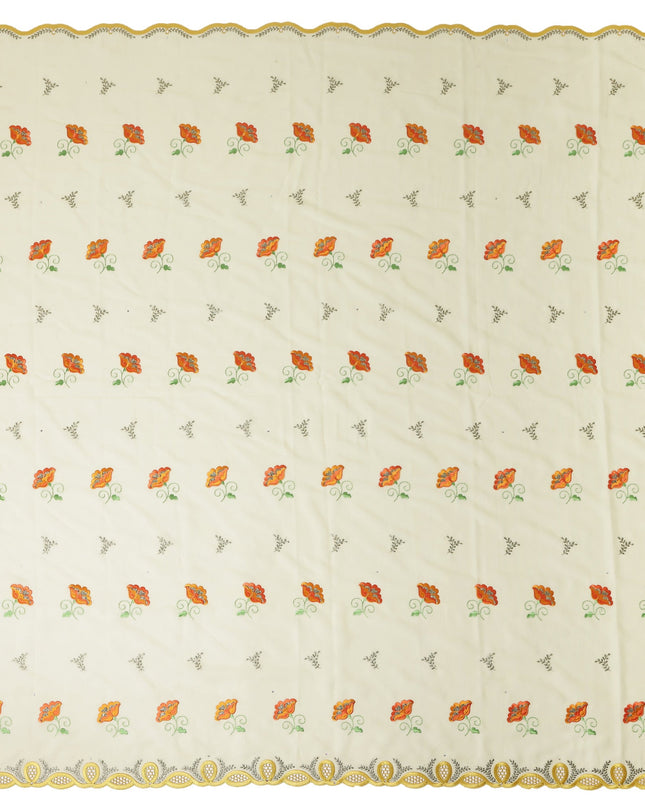 Cream Floral Swiss Cotton Voile Sudanese Thobe