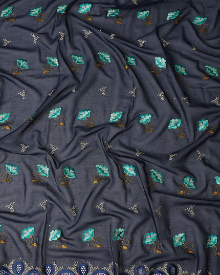 Blue Floral Swiss Cotton Voile Sudanese Thobe