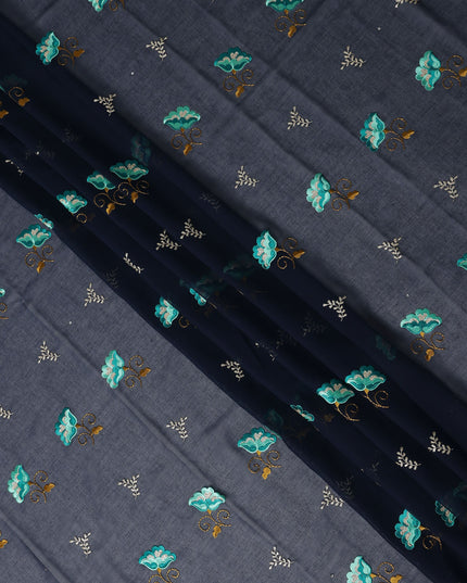Blue Floral Swiss Cotton Voile Sudanese Thobe