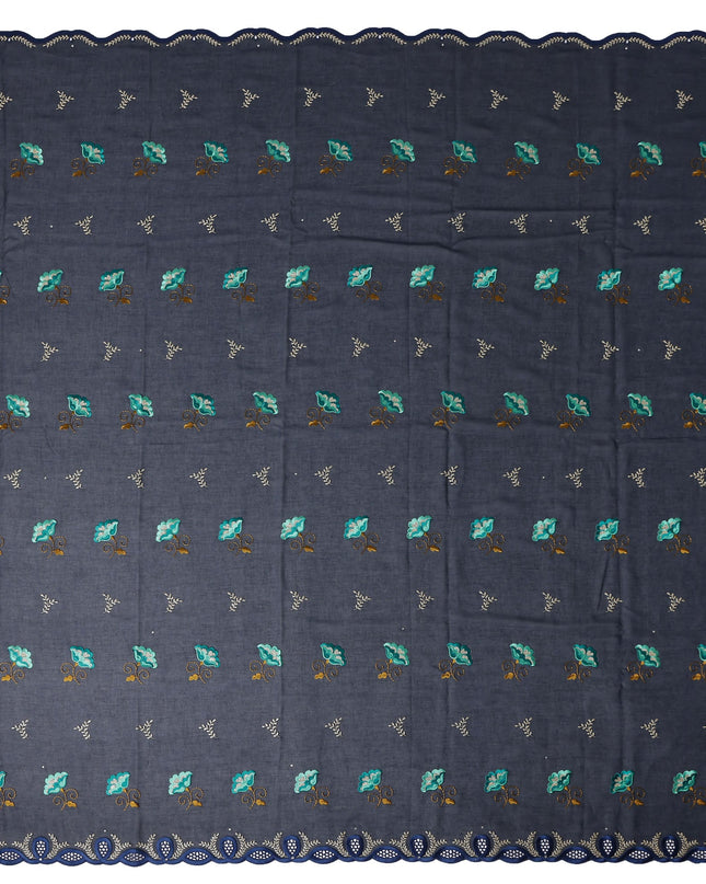 Blue Floral Swiss Cotton Voile Sudanese Thobe