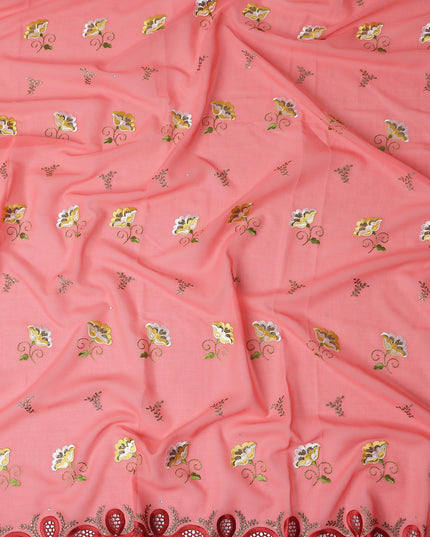 Pink Floral Swiss Cotton Voile Sudanese Thobe