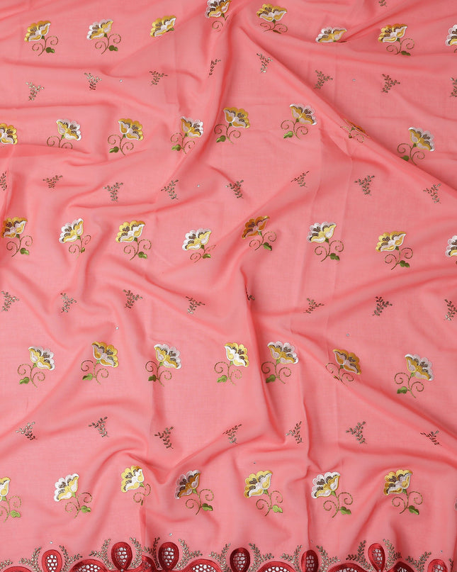 Pink Floral Swiss Cotton Voile Sudanese Thobe