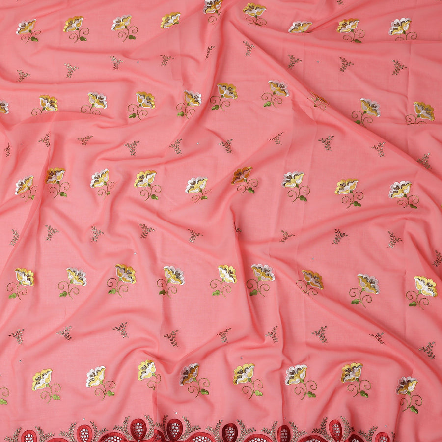 Pink Floral Swiss Cotton Voile Sudanese Thobe