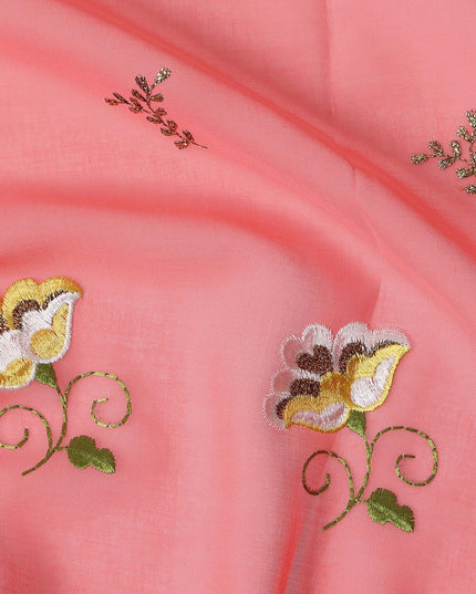 Pink Floral Swiss Cotton Voile Sudanese Thobe