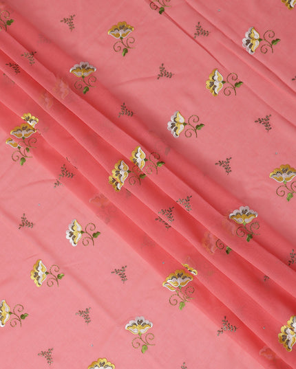 Pink Floral Swiss Cotton Voile Sudanese Thobe