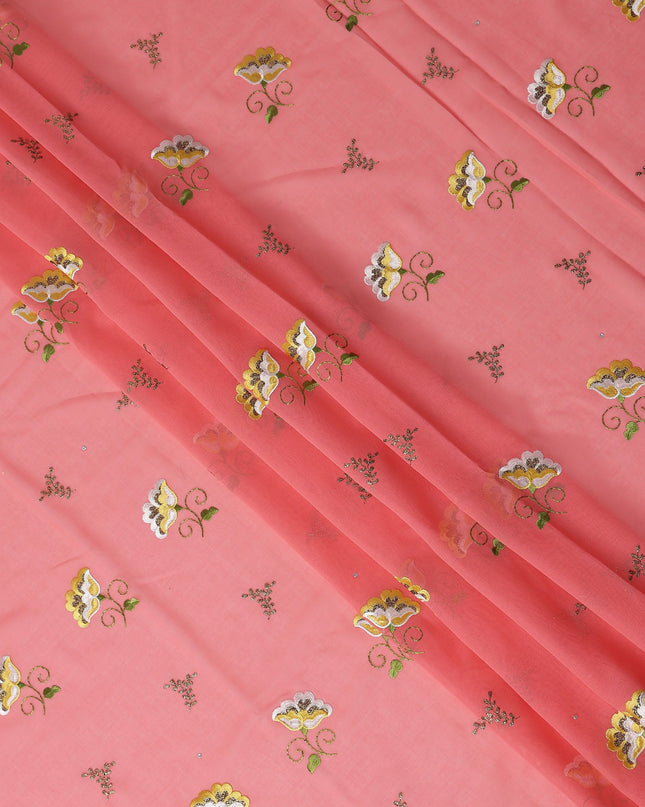 Pink Floral Swiss Cotton Voile Sudanese Thobe