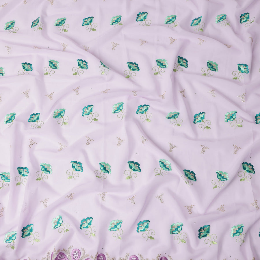 Lavender Pink Floral Swiss Cotton Voile Sudanese Thobe