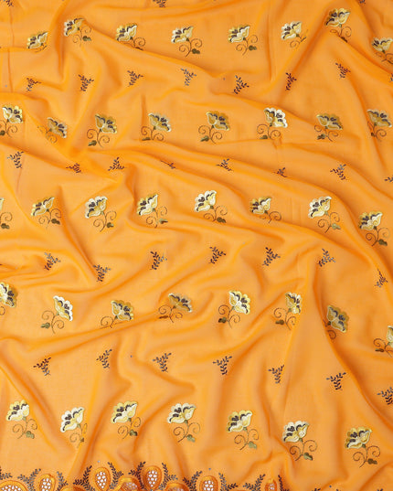 Orange Floral Swiss Cotton Voile Sudanese Thobe