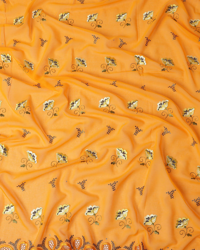 Orange Floral Swiss Cotton Voile Sudanese Thobe