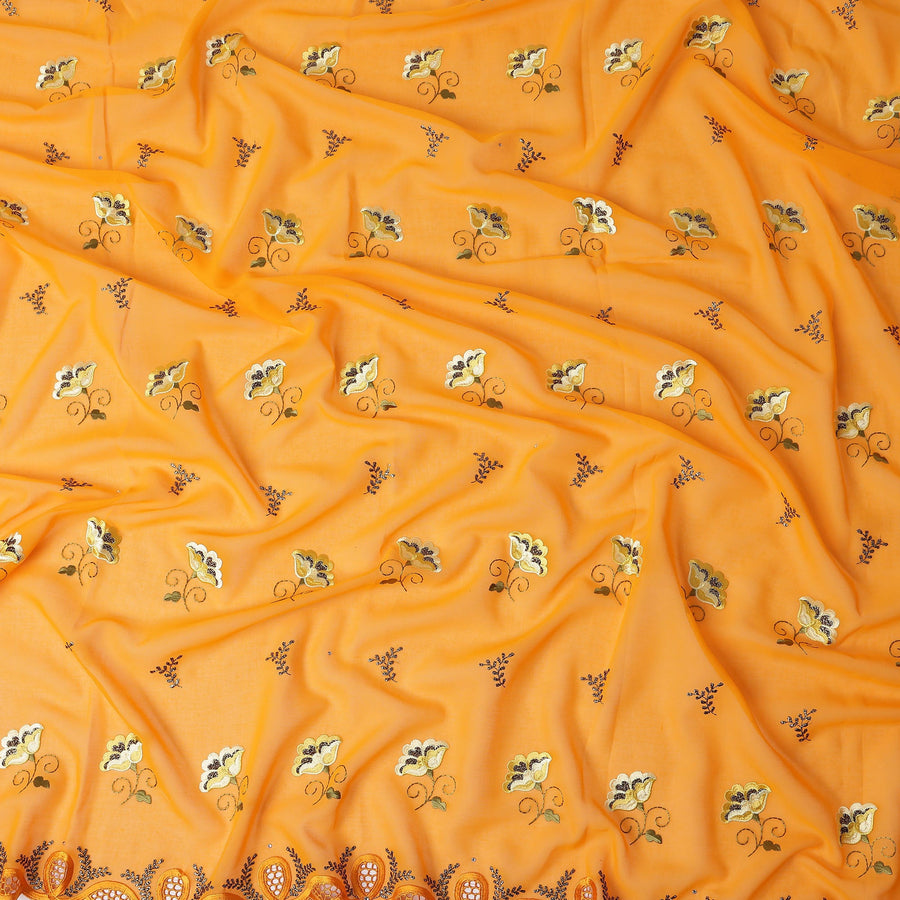 Orange Floral Swiss Cotton Voile Sudanese Thobe