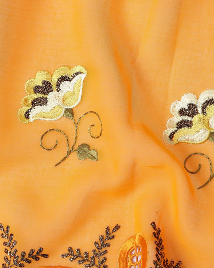Orange Floral Swiss Cotton Voile Sudanese Thobe