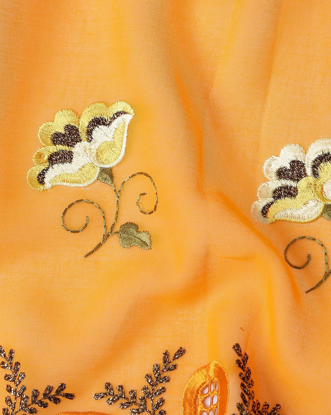 Orange Floral Swiss Cotton Voile Sudanese Thobe