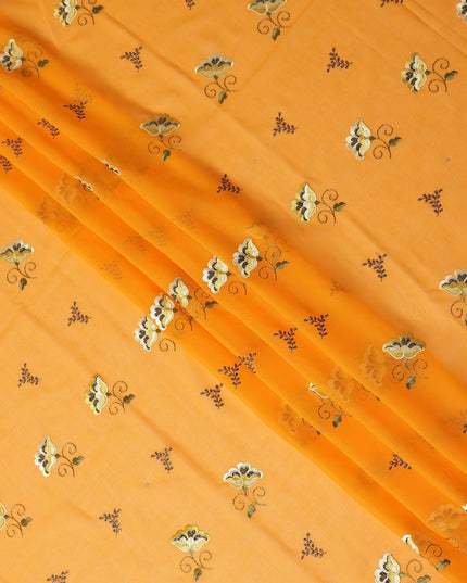 Orange Floral Swiss Cotton Voile Sudanese Thobe