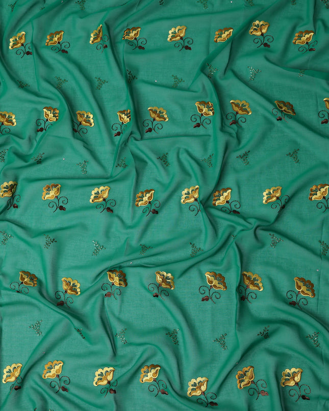 Green Floral Swiss Cotton Voile Sudanese Thobe