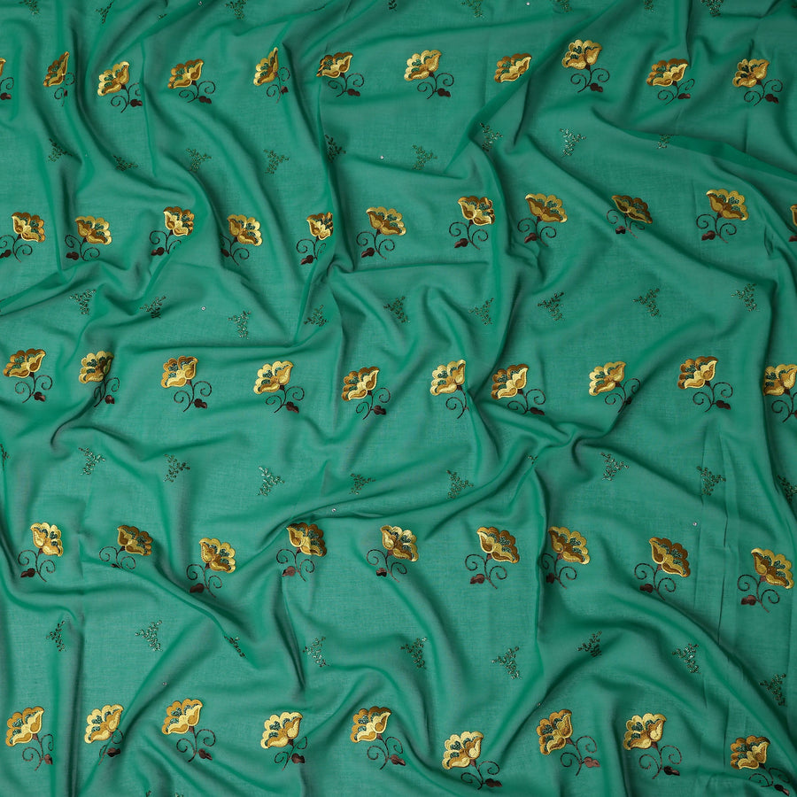 Green Floral Swiss Cotton Voile Sudanese Thobe