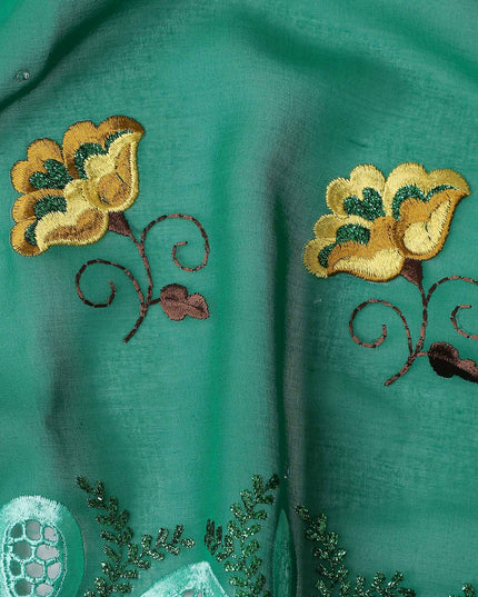Green Floral Swiss Cotton Voile Sudanese Thobe