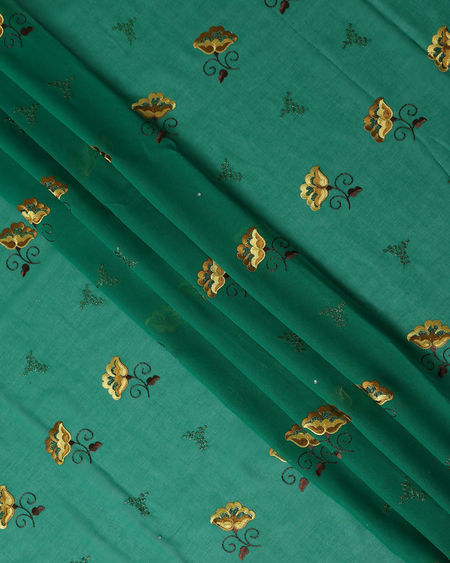 Green Floral Swiss Cotton Voile Sudanese Thobe