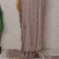 Mauve Taupe Brown Georgette Saree 110cm