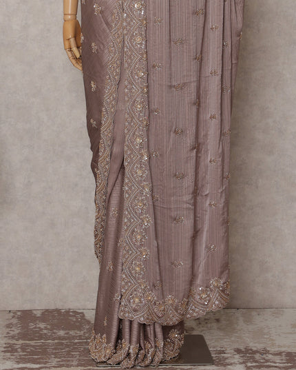 Mauve Taupe Brown Georgette Saree 110cm