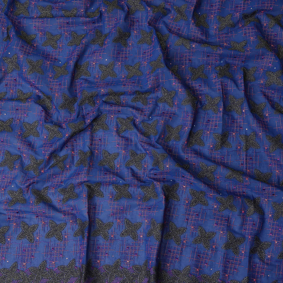 Blue Checkered Swiss Cotton Voile Sudanese Thobe