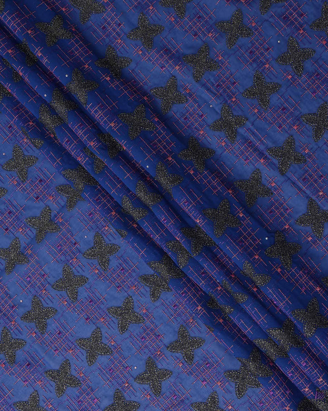 Blue Checkered Swiss Cotton Voile Sudanese Thobe