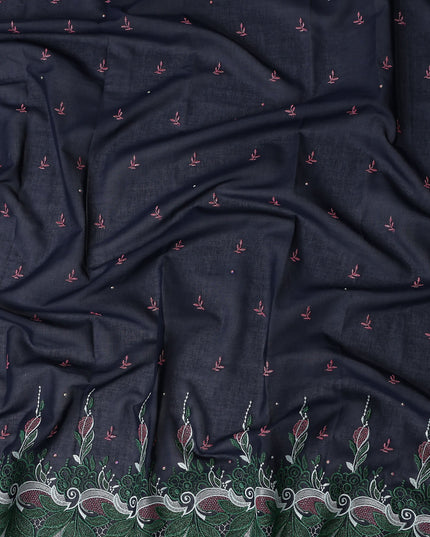 Blue Leaf Swiss Cotton Voile Sudanese Thobe