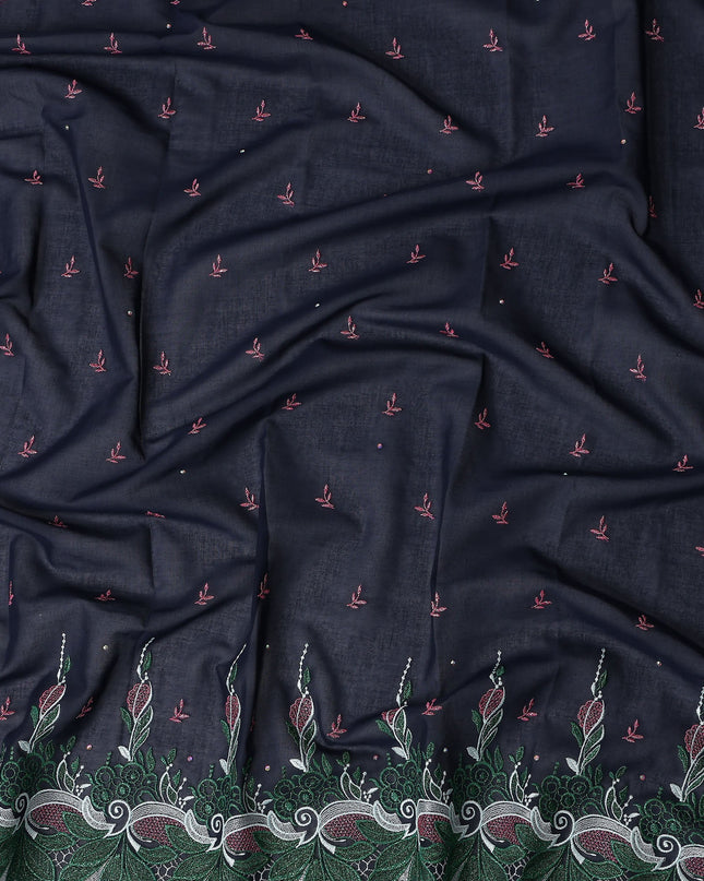 Blue Leaf Swiss Cotton Voile Sudanese Thobe