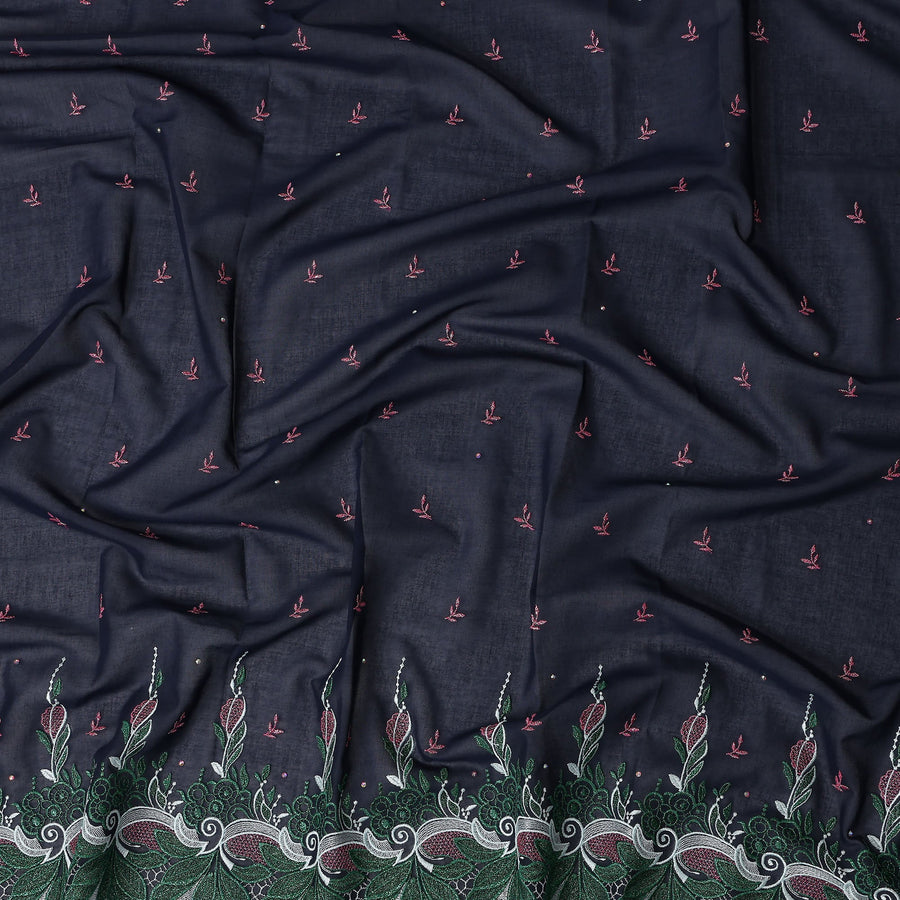 Blue Leaf Swiss Cotton Voile Sudanese Thobe