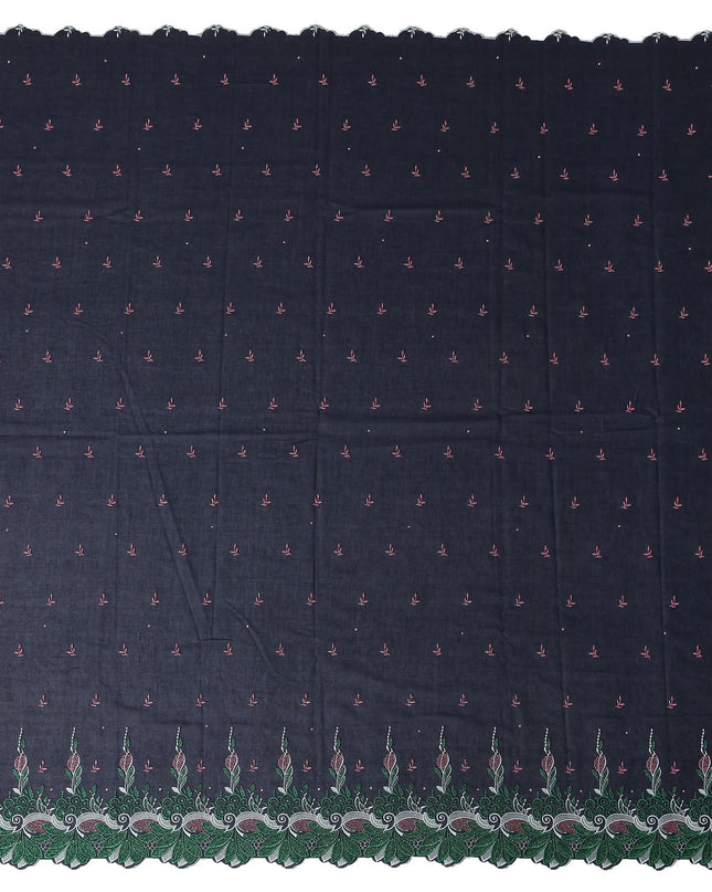 Blue Leaf Swiss Cotton Voile Sudanese Thobe