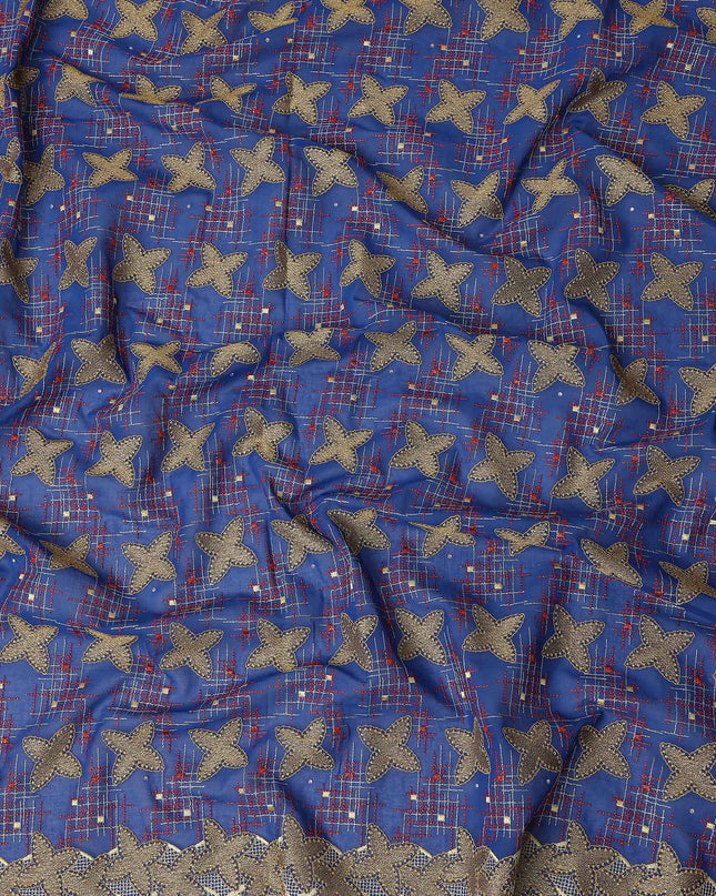 Blue Checkered Swiss Cotton Voile Sudanese Thobe