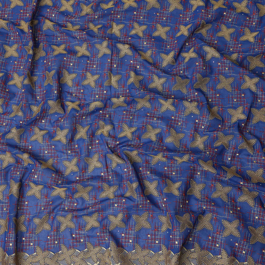 Blue Checkered Swiss Cotton Voile Sudanese Thobe