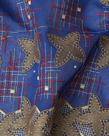 Blue Checkered Swiss Cotton Voile Sudanese Thobe