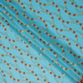 Turquoise Teal Embroidered Floral Swiss Cotton Voile 140cm