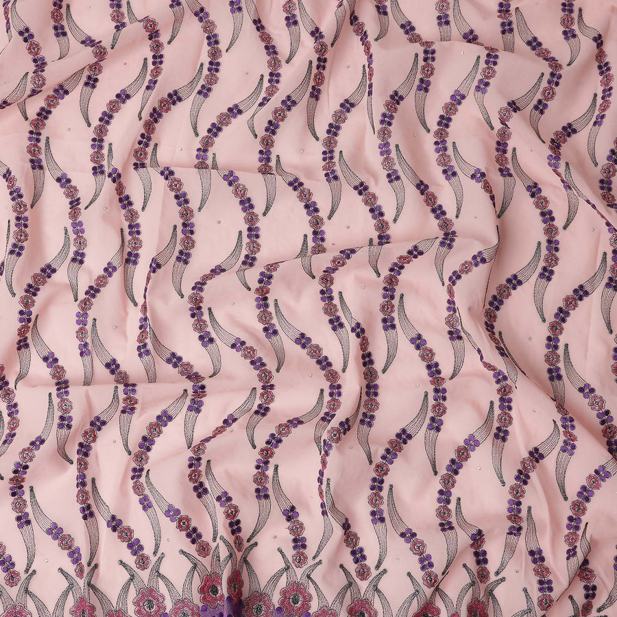 Blush Pink Embroidered Floral Swiss Cotton Voile 140cm